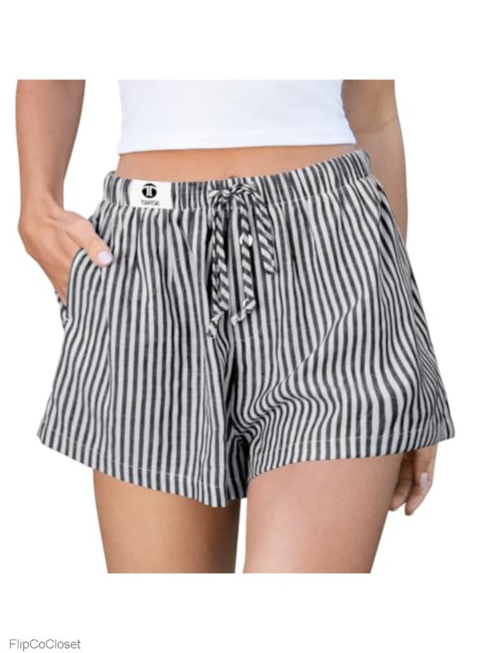 Striped Pajama Shorts with Drawstring Waist
